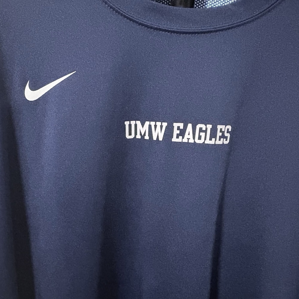 UMW Eagles Shirt Long Sleeve Mens Navy Nike Warm Up Jersey Team Sz L Dri Fit - Picture 3 of 6